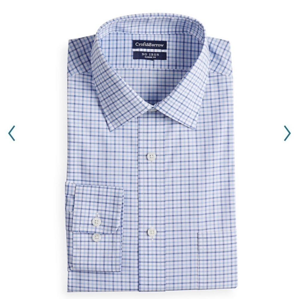 Croft & barrow no iron dress shirt, blue plaid